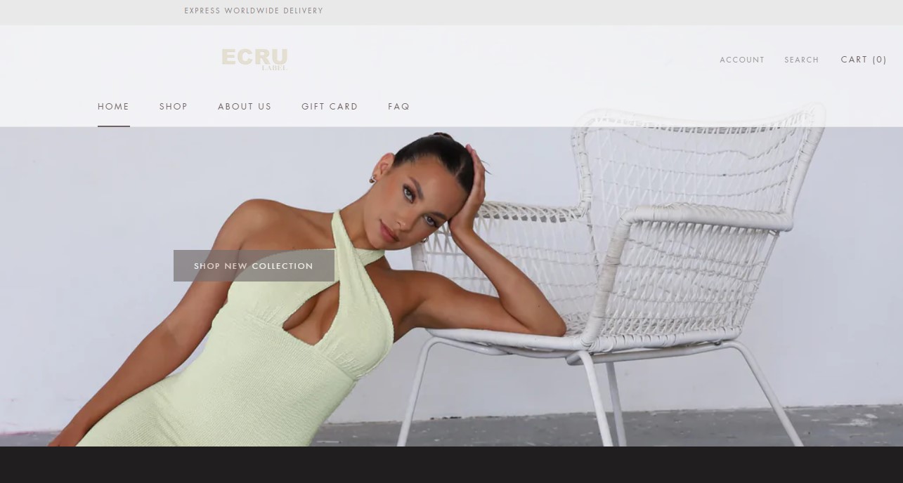 скриншот с сайта Ecru Label