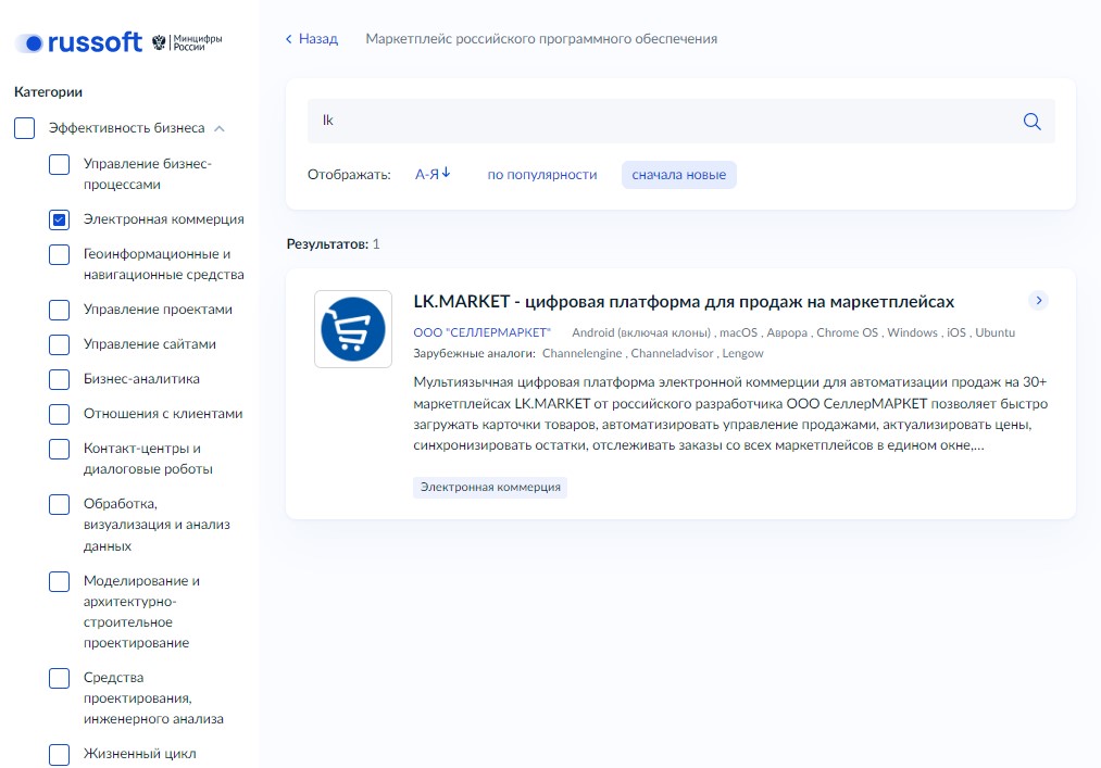 LK.Market на платформе Russoft